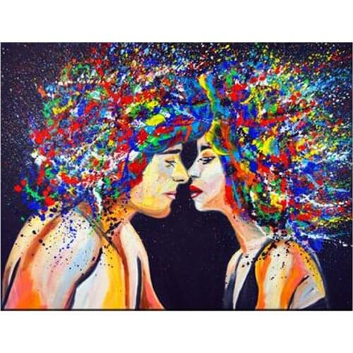 5D Diamond Painting African couple kiss Picture Of Rhinestones Home Decoration Square Round Diamond Embroidery Full Display L46