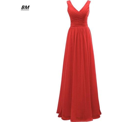 BM 2020 Elegant Sexy Cheap A-line V-Neck Chiffon Prom Dresses Long Formal Evening Dress Party Gown Vestidos De Gala BM239