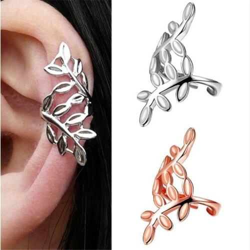 Bohemia High Quality Steel Ear Stud Rose Gold Leaves Ear Clip Non Piercings Fashion Women Men Ear bone Body Jewelry