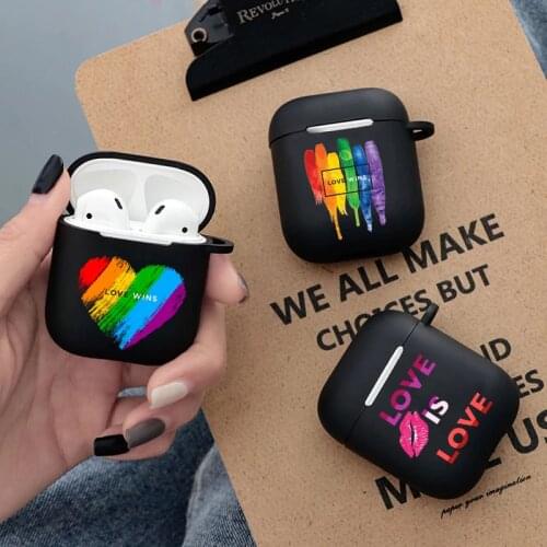 Love Is Love Airpods Case Protector for Airpods Earphone Earbuds Airpods Case Love Is Win Black Airpods Cover (just Case)
