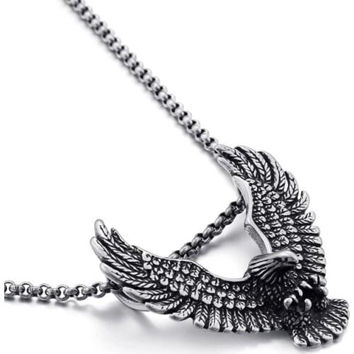 New domineering titanium stainless steel pendant personality mens wings eagle first with
