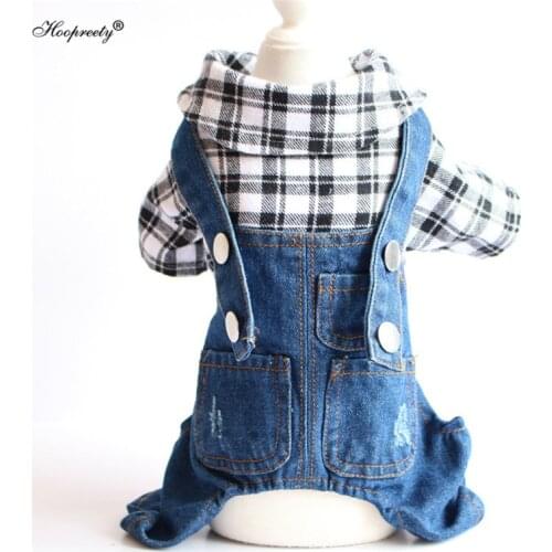 Four-legs Dog Jacket New Fashion Costume For Dogs Jeans Pant Plaid Shirt Dog Outfit For Shih Tzu Yorkshire Terrier Bulldog 10E