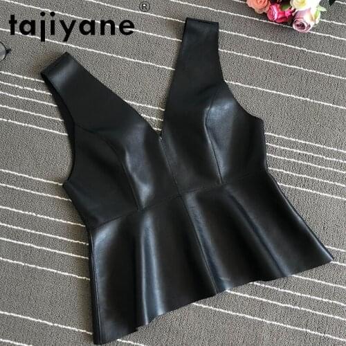 Tank for Tops Women Real Sheepskin Sleeveless Jackets Woman Clothing Genuine Leather Female Vest Chaleco Mujer TN2868
