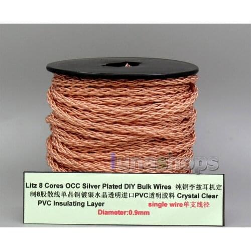 Copper Litz 8 Core Pure OCC Silver Plated Bulk Wire For Custom DIY Shure Fostex QDC Earphone Headphone Cable LN006144