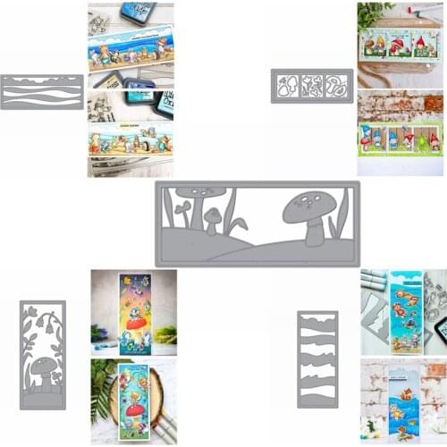 Metal Cutting Dies Mushroom Forests Rectangle Square Frame Grass Flower Waves Crafts Card Album Make Scrapbook DIY Stencil 2020