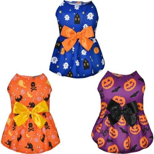 Cute Cat Dog Dress Summer Halloween Cat Tutu Dresses For Small Dogs Yorkie Print Cat Skirt Dog Dress Dog Clothes Pet Apparel #16