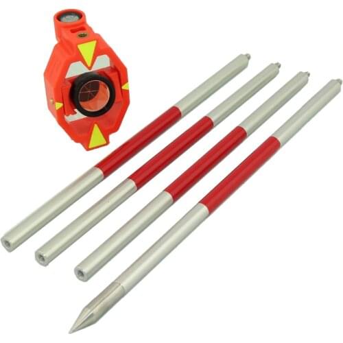 GMP111 mini prism ( Dia.25.4, 25.4mm) with 4 poles for Swiss leica type total station + 17.5 mm Inline Metal Prism Pole Set
