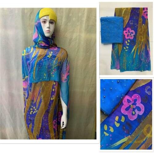 Fashion African soft silk fabric 5+2 Yards/Set for garment neat embroidery on the material with swiss voile lace tissu!LXF772911