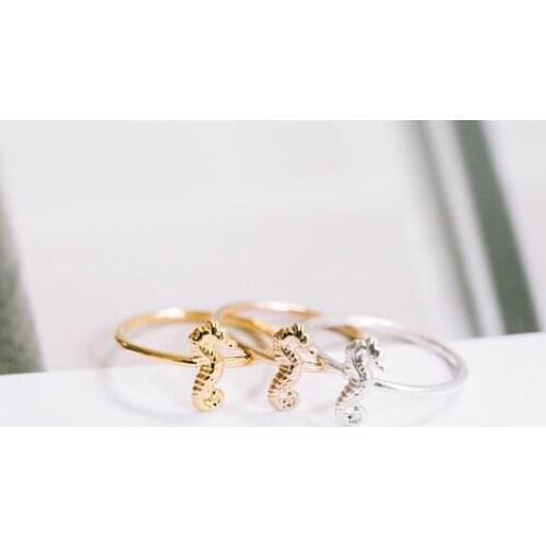 Fashion Cute Animal Hippocampus Rings Marine life ring for women Middle finger ring