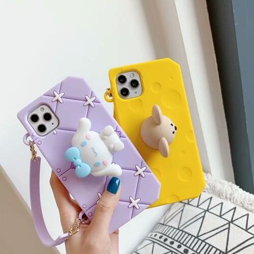 Lady Handbag 3D Doll Case For iPhone 11 Pro Max SE 2020 X 10 6 6s 7 8 Plus XR XS Max Soft Silicon Bracket Back Phone Cover Strap