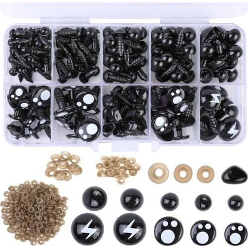 Nonvor Plush Doll Accessory Set Plastic Oval Doll Safety Eye with Washer Suitable for Rag Doll or Plush Toy Eye Making Craft