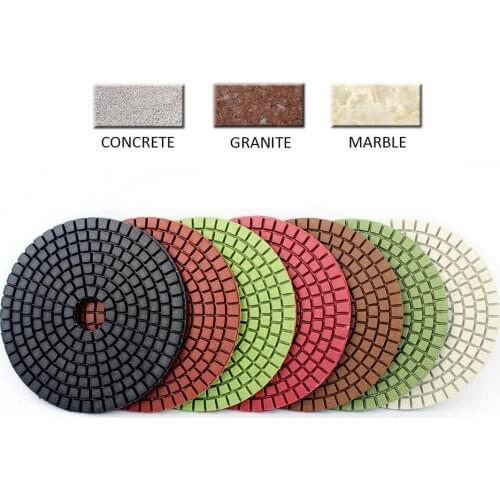 7pcs 4 Inch Diamond Polishing Pads Kit 50-3000 Grit For Granite Stone Concrete Polishing Wheels 100mm Wet Grinding Discs Set