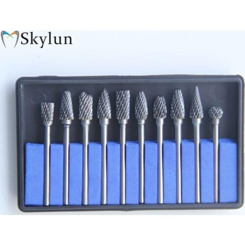1 Set Dental Tungsten Carbide Burs Kits tungsten Dental milling cutters Tungsten Steel Grinding Head Lab Burrs Tooth Drill SL606