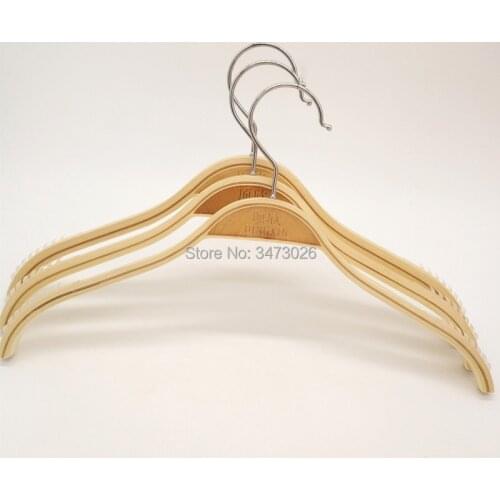 32 cm natrual wooden hanger for baby clothes soft non-skid clips on wood hanger best closet organizer