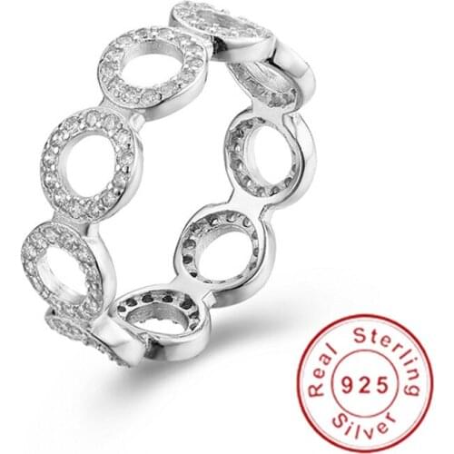 New Fashion Hollow out round Band finger Ring Wedding Jewelry Sparkling CZ painting full 100% 925 Sterling Silver Ring For Women