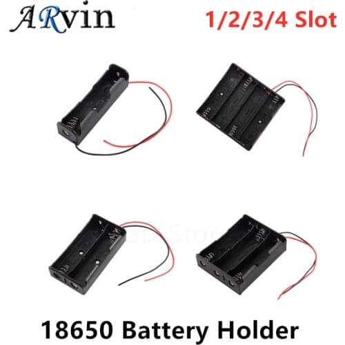 New Black Plastic 1x 2x 3x 4x 18650 Battery Storage Box Case 1 2 3 4 Slot Way DIY Batteries Clip Holder Container With Wire Lead
