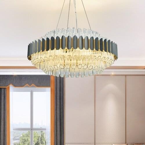 New Design Villa Living Room Hotel Vintage Gold Round Noble Luxury Crystal Chandelier Lamp