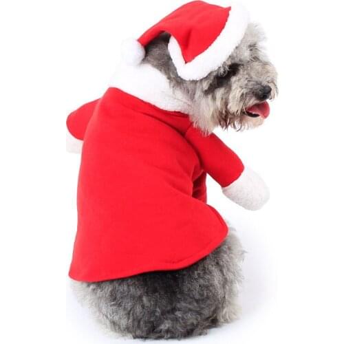 New Pet Christmas Costume Dog Suit with Cap Santa Claus Coat Hoodies for Small Dogs Cats Funny Puppy Christmas Party Clothes
