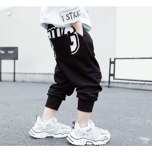 Boys' casual pants 2020 spring&autumn childrens beam feet pants loose tide kids sports long pants boys alphabet stitching pants