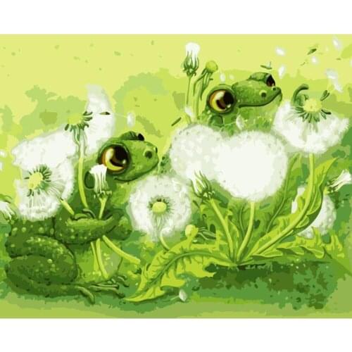 Frog dandelion Animal DIY Drawing Painting by Numbers Lage Size Picture on Wall Decoration Children Gift 40x50 50x65cm