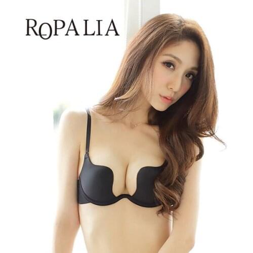 Sexy Womens Bra Deep V Bra Solid Color Brassiere Push Up Padded Bra Cup A B C