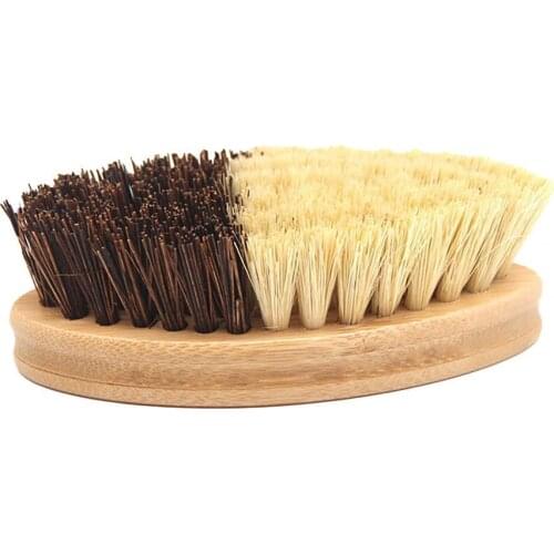 Dishwashing Brush Bamboo Pot Brush Kitchen Cleaner Palm Short Handle Elliptical Dish Brush Kitchen Accessories