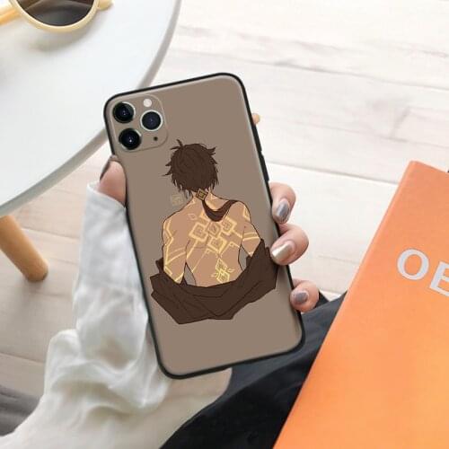 Genshin Impact Zhongli fanart silicone for iPhone Se 6 6s 7 8 Plus X XR XS 11 12 Mini Pro Max glass TPU phone case cover shell