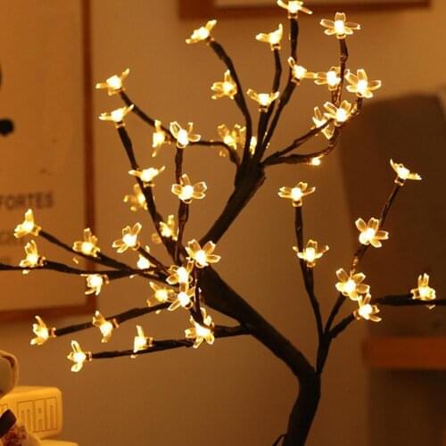 Fairy Tree Night Light LED Christmas Tree Night Light Decorative Desktop Light Bedroom Bedside Table Lamp with RemoteControl