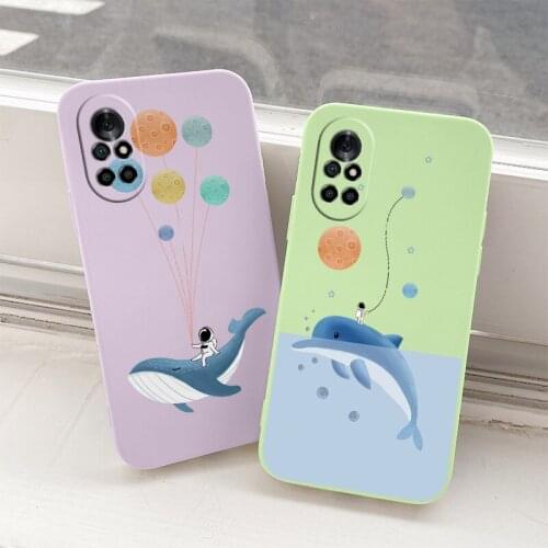 Whale Shockproof Liquid Silicone Cover Case For Huawei Nova 8 7 Pro SE 6 SE 5 Pro 5Z 5I 5Ipro 5T 4 4E Phone Case