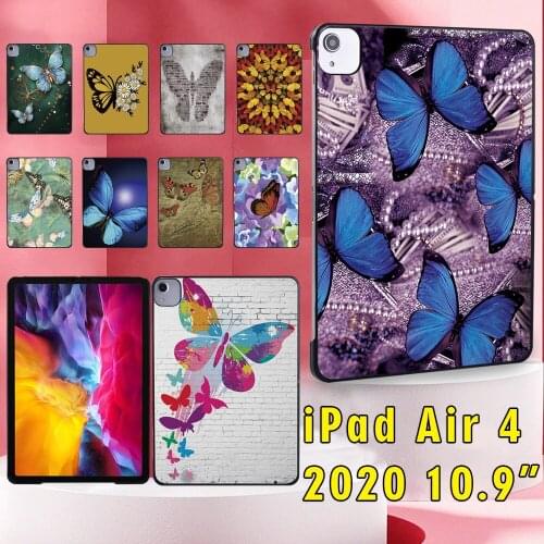 High-quality Tablet Case for Apple IPad Air 4 2020 10.9" A2072/A2316/A2324/A2325 Butterfly Print Pattern Protective Shell+Stylus