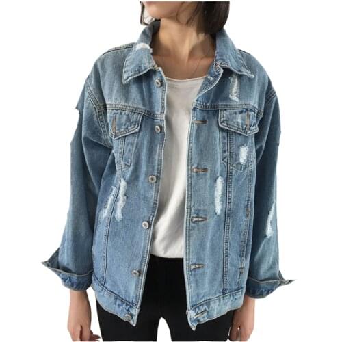 2020 spring new womens denim jacket fashion Korean chic womens casual loose washed and worn denim jackets female tops overcoat