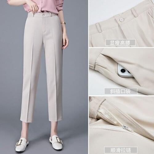 Women 2021 Spring Summer Elegant Fashion Pants Female Loose High Waist Suit Trousers New Office Lady Casual Straight Pants B58