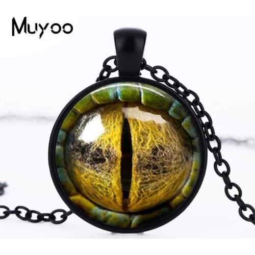 New Steampunk Mix Dragon Eye pendant Necklaces personality Cat eyes colorful photo eye glass pendant necklaces women jewelry HZ1