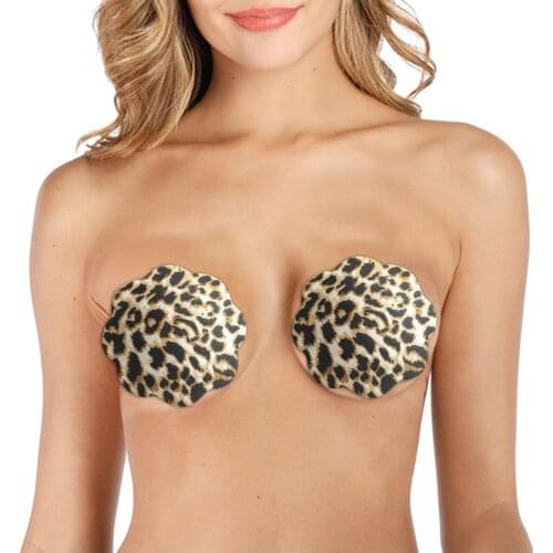 1Pair Women Sexy Print Cloth Invisible Breast Cat Head Nipple Breast Patch Women Self Adhesive Invisible Bra Pads Strapless