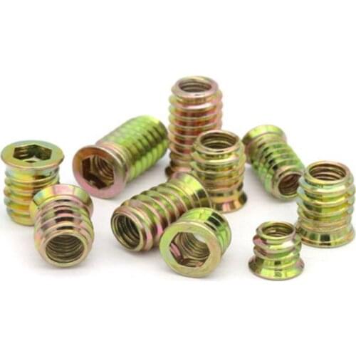 10pcs/20pcs M6 M8 M10 Zinc Alloy Iron Inside Carbon Steel Hex Socket Drive Insert Nuts Threaded For Wood Furniture