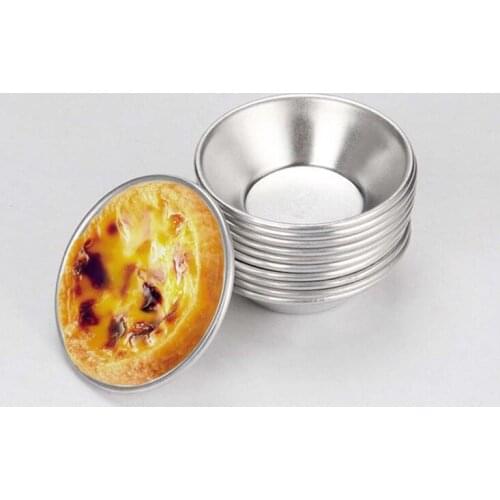 10Pcs/Set Aluminum Portuguese Style Egg Tart Cupcake Mould Fruit Cake Die Mold Small Baking Tool Pasteis De Nata Oven Bake Round