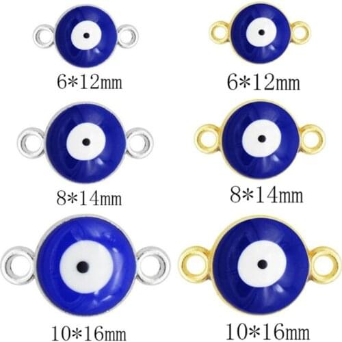 10 PCs Blue Eyes Double Hanging Drip Pendant Evil Eye Charms Pendants Connectors Links Alloy Pendant Bracelet Pendant