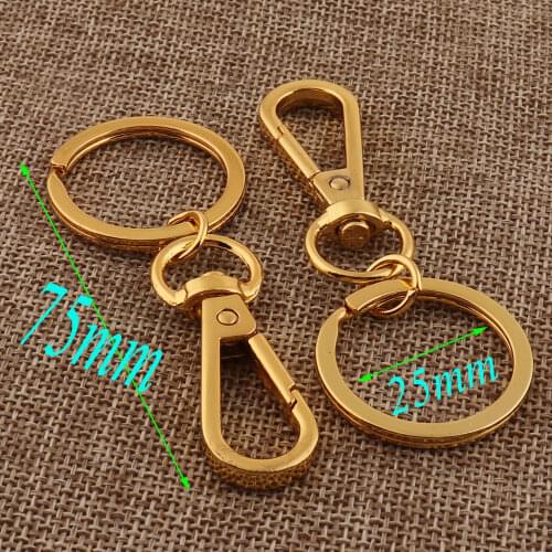 10 PCS Gold Key Chain Key Ring Swivel Clasps O-Rings Parrot Hook Snap Charm Push Clasp Key Chain Supplies 75mm
