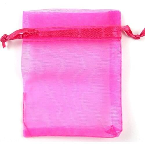 100Pcs Fuchsia Organza Bags Wedding Party Decoration Drawable Packaging Bags Jewelry Candy Organza Bags & Pouches