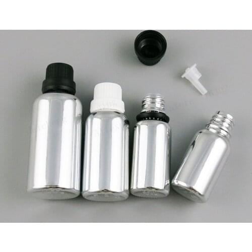 200 x 1/6oz 1/3oz 1/2oz 2/3oz 1oz 5/3oz 3.33oz Refillable Silver Glass Bottle With Tamper Evident Plastic Cap