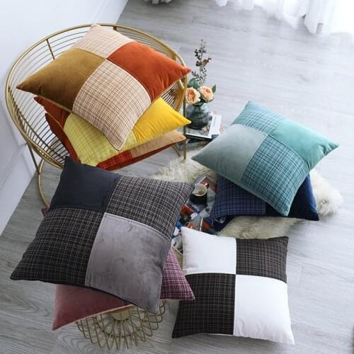 2021 New Pillowcase Case Nordic Velvet Patchwork Cushion Cover 50*50cm Home Living Rome Decor Sofa Car Throw Pillow Cover