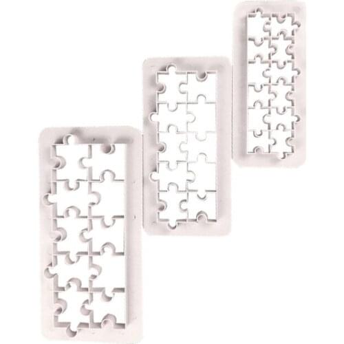 3Pcs Jigsaw Building Blocks Cookie Cutter Custom Made 3D Printed Fondant Baking Bread Biscuit Mold Cream Cake Decorating Tools