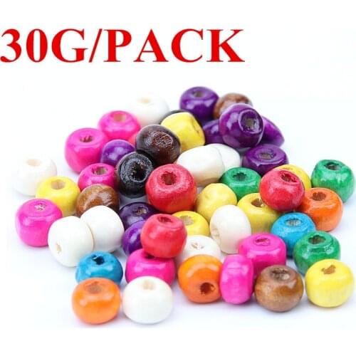 30g (500-550pcs) 6mmRandomly Mixed Wood Beads Charms For Earrings Bracelet Wooden Jewelry Making Metal Accessories Colorful Bead