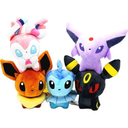 5pcs/set New 18cm Pokemon Plush Toy Kawaii Pocket Animals Glaceon Umbreon Espeon Flareon Eevee Sylveon Kids Gifts