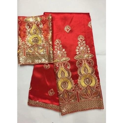 African Sequins George Lace High Quality George Lace Fabric With French Net Lace Fabric Blouse Red For Ankara Wedding Dress 5+2