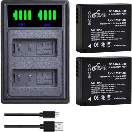 DMW-BLG10 BLG10E BLG10PP BLE9 BLE9E Battery Charger Kits for Panasonic Lumix DMC GF6 GX7 GF5 ZS100 ZS60 LX100 GX85 DC-ZS70 GX80