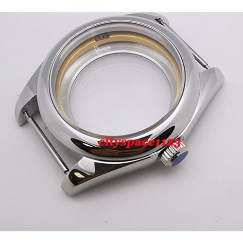 40mm Polished Oyster Sapphire Glass Stainless Steel Watch Case Bracelet Fit NH35,NH36 Automatic Movement