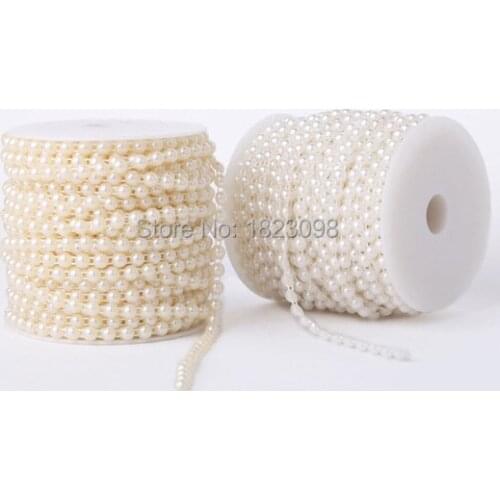5 Meters 6mm Beige/White Pearl Beads Semicircle Thread Bead Chain For Wedding Decoration Bride Holding Flowers Accessories