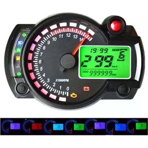 Motorcycle Digital KOSO LCD Speedometer Tachometer Odometer Motorbike Instrument 7 Color Display Oil Level With Bracket