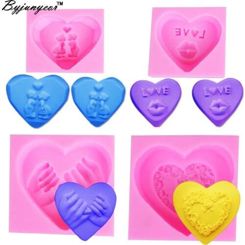 Epoxy UV Resin C099 Soap for Love Hands Mouth Soap fondant candle mold,sugar craft tools ,mould,silicone molds for cakes 4PCS